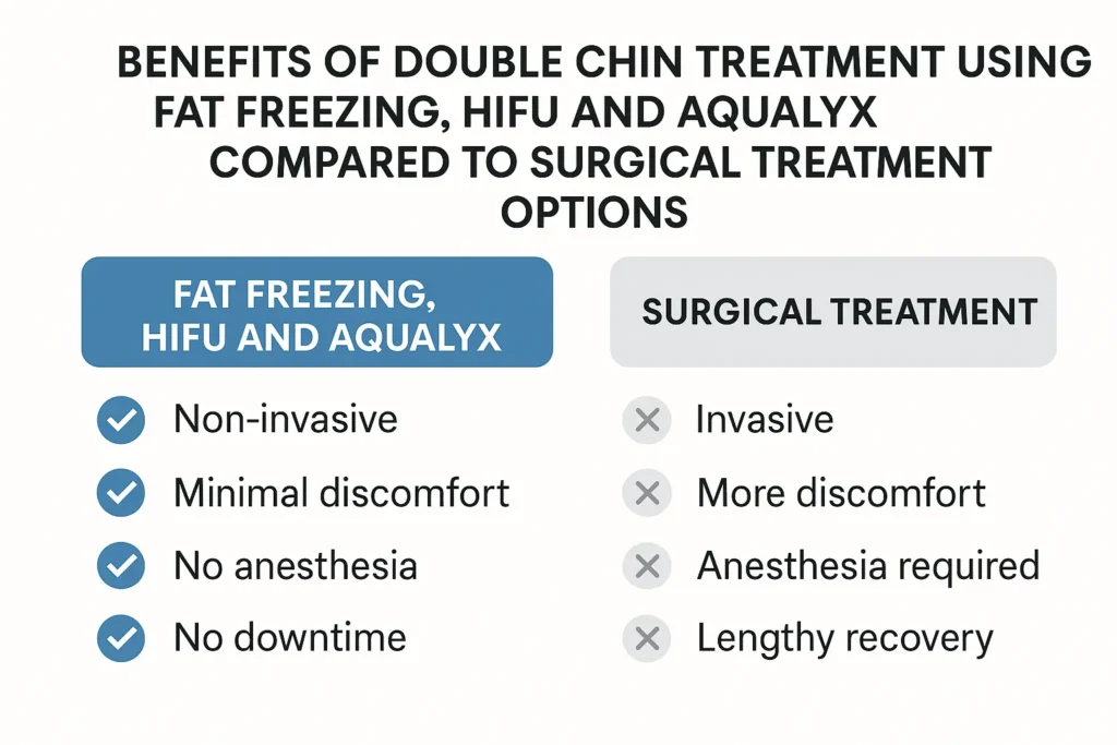 Graphic about the benefits of double chin treatment Abbots Langley - from LA LIPO