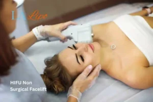 Woman having Hi-Fu to reduce wrinkles Abbots Langley.