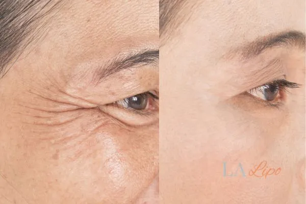 Before and after results of woman - HI-fu wrinkles reduction treatment Abbots Langley