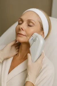 Woman receiving HIFU non surgical facelift treatment Abbots Langley