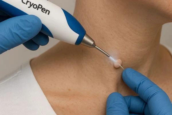 Person receiving Cryotherapy skin tag removal Abbots Langley