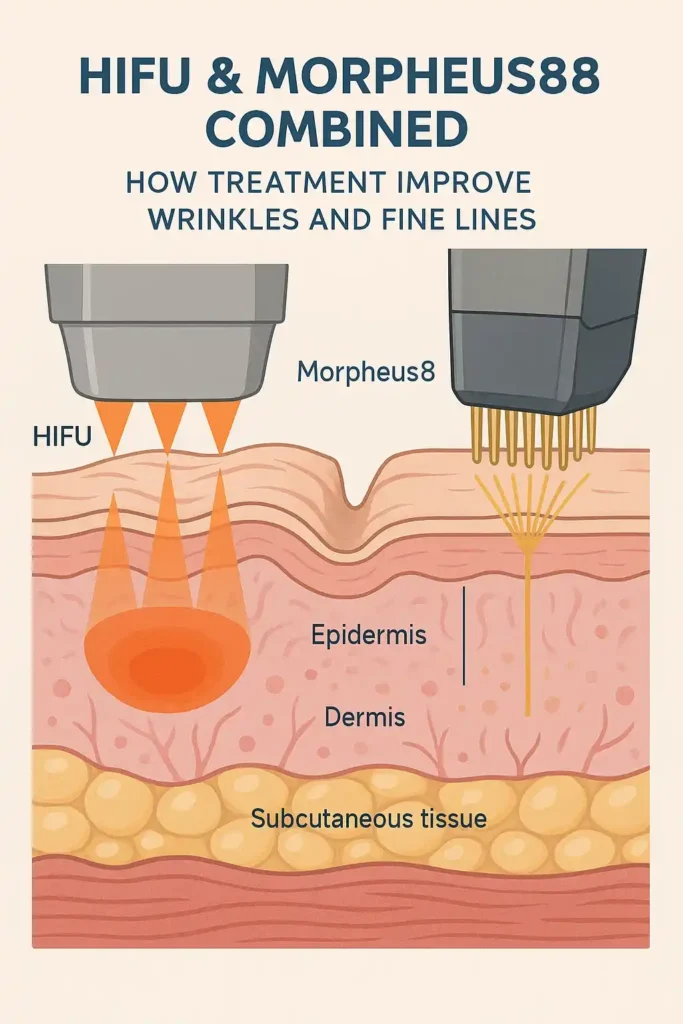Diagram showing HIFU & Morpeus8 Abbots Langley and the benefits for reduction in wrinkles and fine lines
