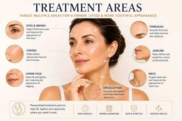 Areas of treatment for the ultimate lift tighten treatment Abbots Langley